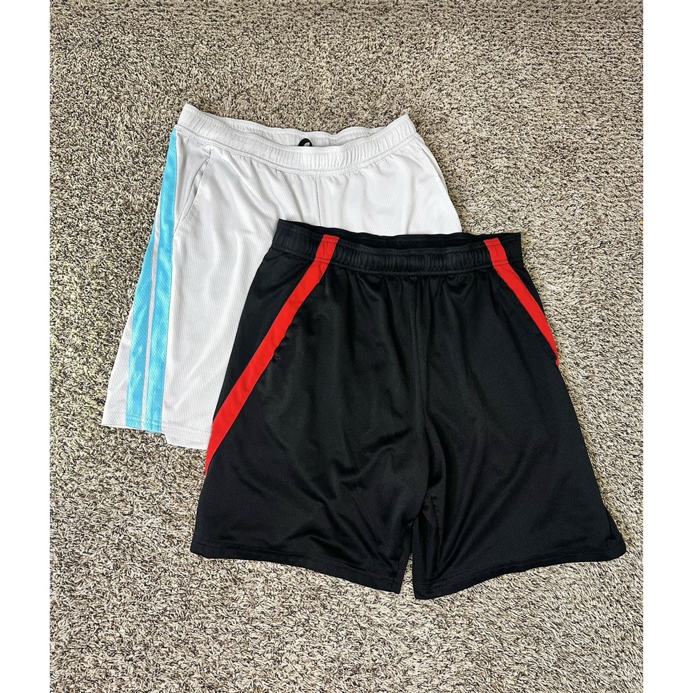 Men's Athletic Basketball Shorts Size Medium Lot of 2 Grey Blue/Black Red